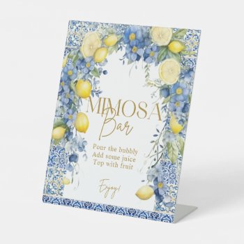 Italy Lemon Blue Tiles Mimosa Bar Sign by rusticwedding at Zazzle