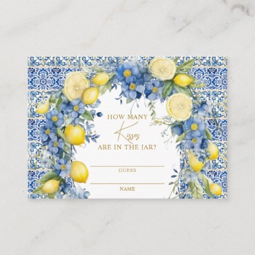 Italy Lemon Tiles How Many Kisses Game Place Card