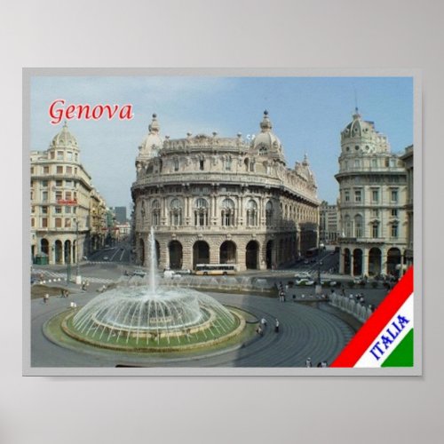 Italy _ Liguria _ Genoa _ Piazza Ferrari _ Poster