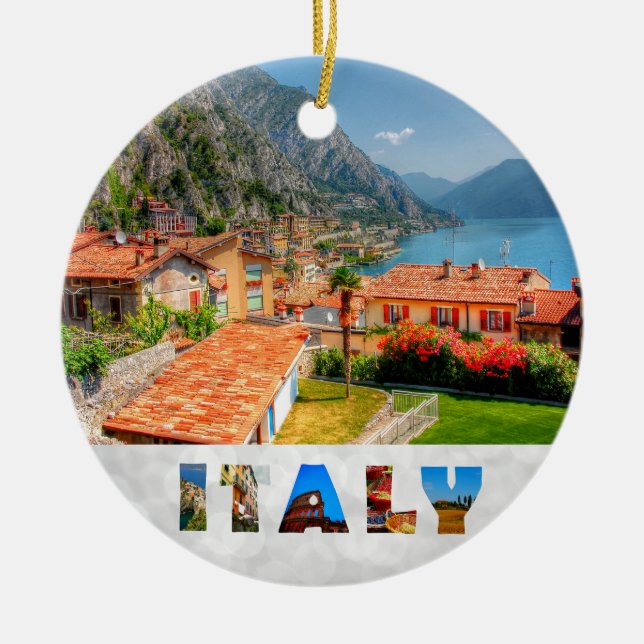 Italy Limone Sur Garda Christmas Ceramic Ornament (Front)