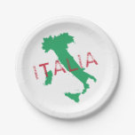 Italy map art with the name Italia Paper Plates