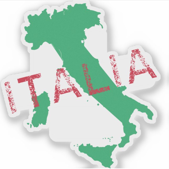 Italy map art with the name Italia red and green Sticker (Front)