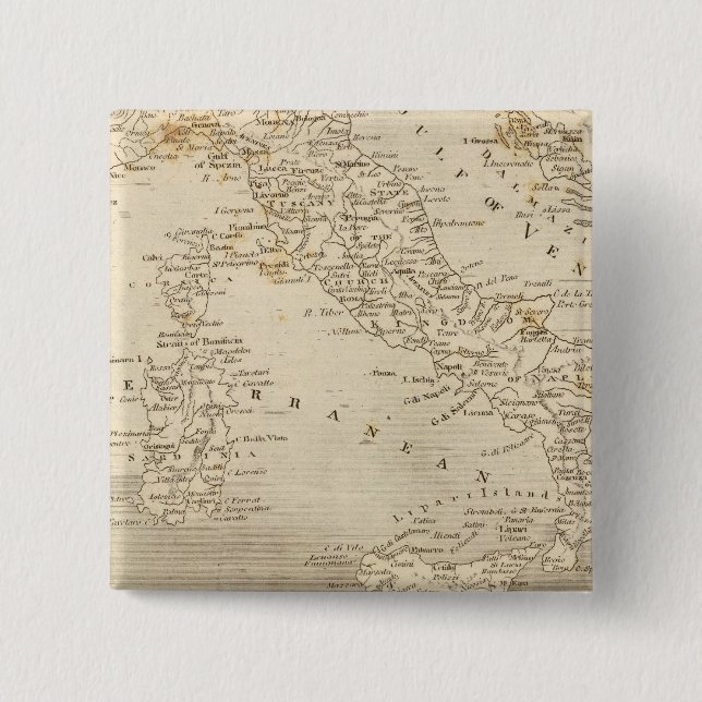 Italy Map by Arrowsmith Pinback Button (Front)