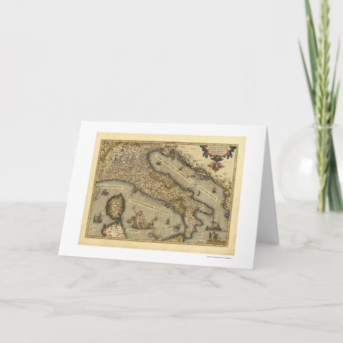 Italy Map By Ortelius 1570 Card