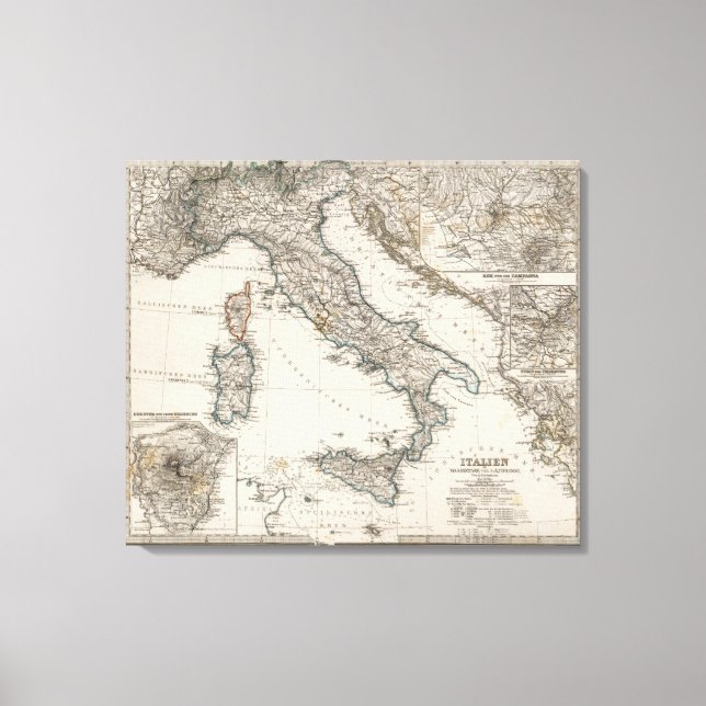 Italy Map by Stieler Canvas Print (Front)