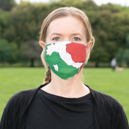 Italy map in Italian flag colors distressed style Adult Cloth Face Mask