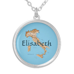 Italy Map + Name Necklace