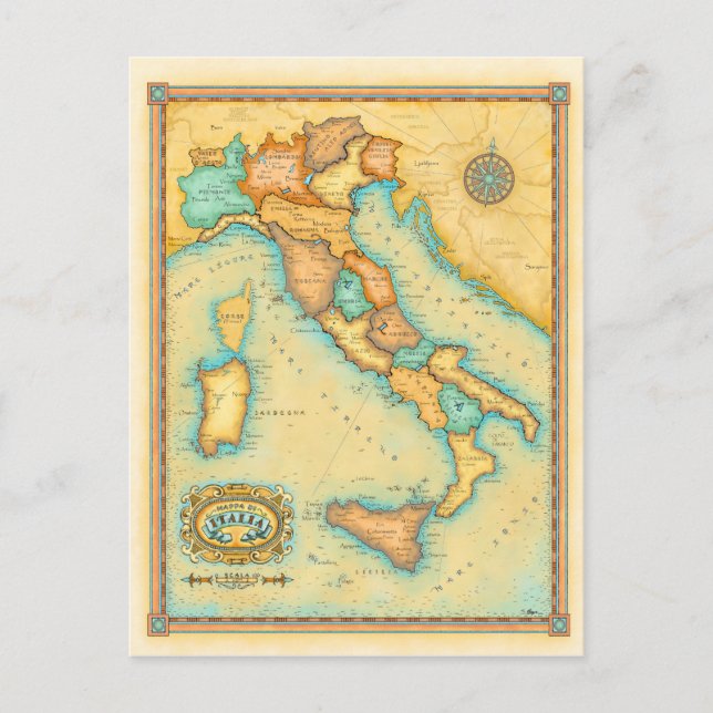 Italy Map Postcard (Front)