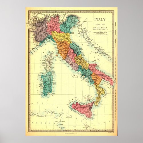 Italy map Poster