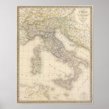 Italy Map Poster by davidrumsey at Zazzle