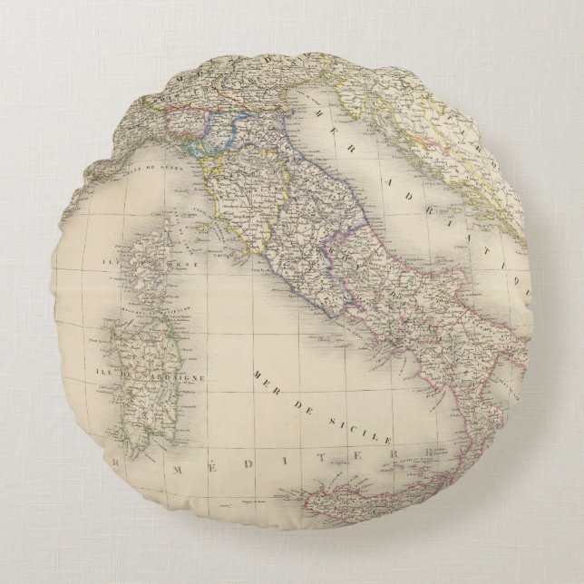 Italy Map Round Pillow (Front)