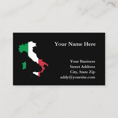 Italy Map Shape Italian Flag Colors Business Card