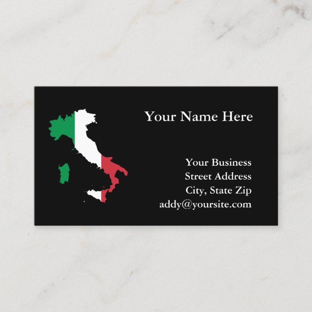 Italy Map Shape Italian Flag Colors Business Card (Front)