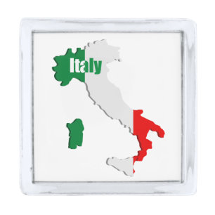 Italy map silver finish lapel pin