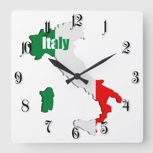 Italy map square wall clock