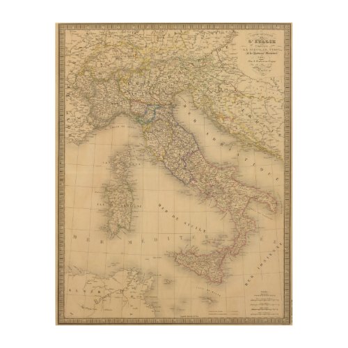 Italy Map Wood Wall Decor