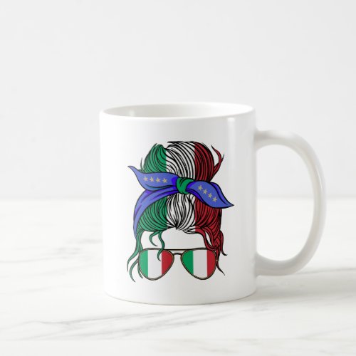 Italy messy bun with Italian Flag Coffee Mug