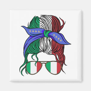 Italy messy bun with Italian Flag Magnet