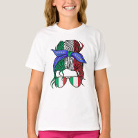 Italy messy bun with Italian Flag
