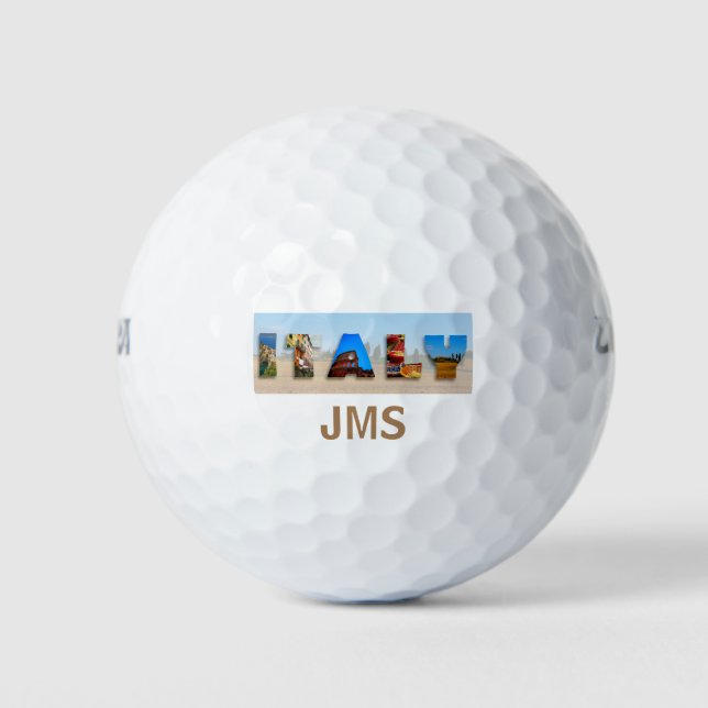 Italy Monogram Initials Name Italian Travel Photos Golf Balls (Front)