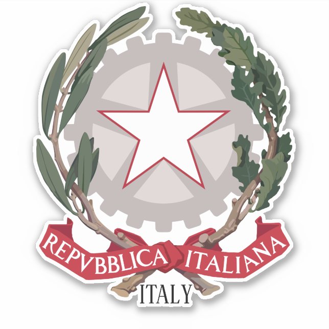 Italy National Coat Of Arms Sticker (Front)