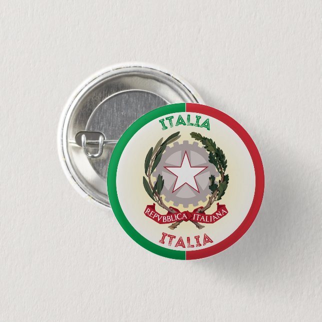 Italy National Emblem Circle Shape Button (Front & Back)
