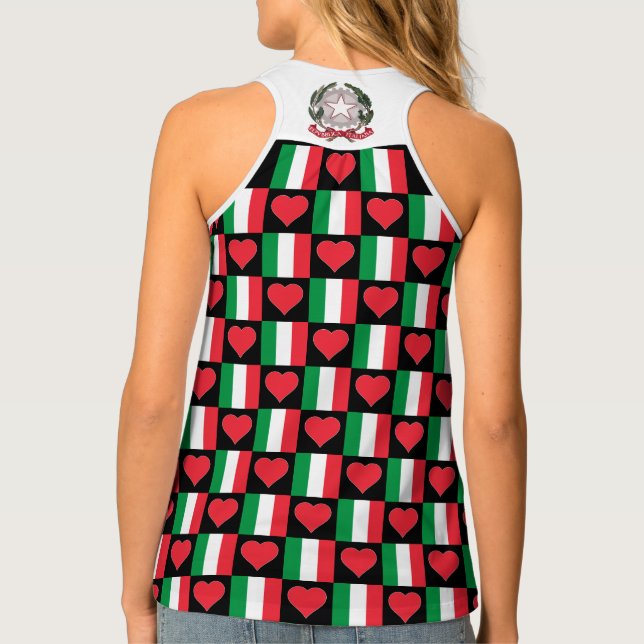 Italy National Flag Heart Cute Patriotic Italian Tank Top (Back)