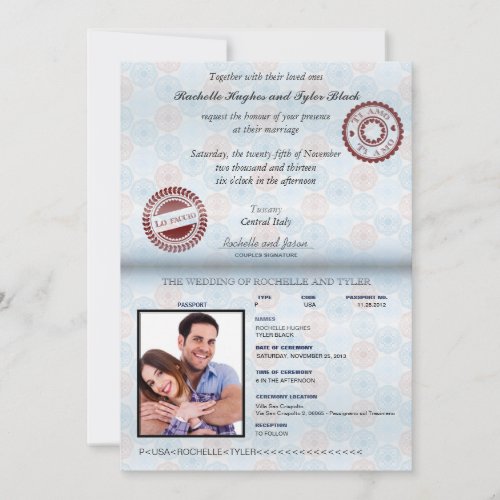 Italy Passport (no glare) Wedding Invitation II