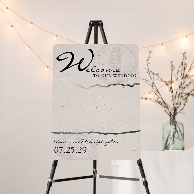 Italy Passport Wedding Welcome Sign (In Situ (Stand))