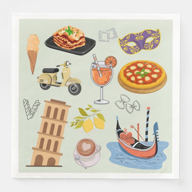 Italy Perfect Vacation Paper Dinner Napkins (Front)