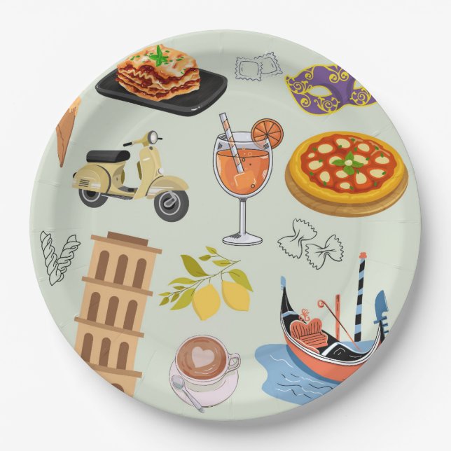  Italy Perfect Vacation Paper Plates (Front)