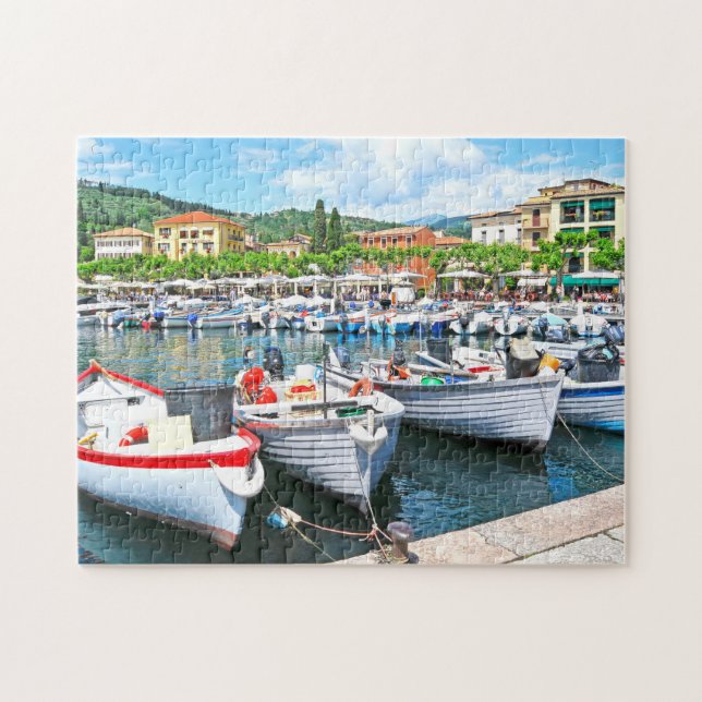 Italy photo scenic summer lake harbor jigsaw puzzle (Horizontal)