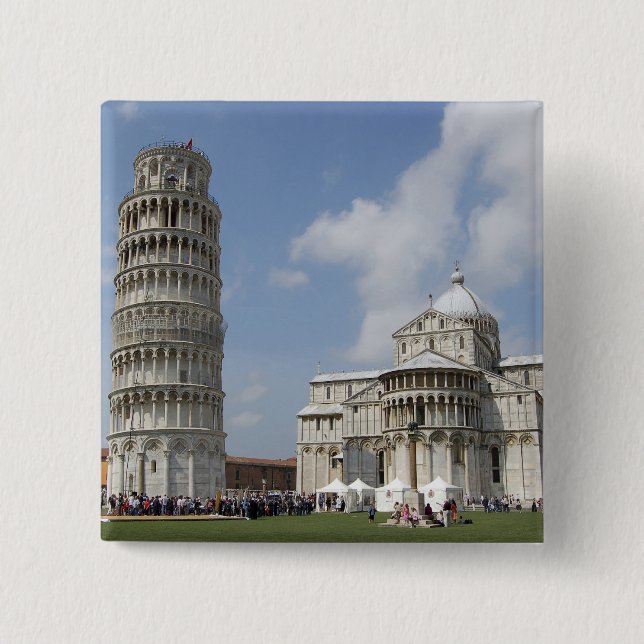 Italy, Pisa. Leaning Tower of Pisa and Pinback Button (Front)