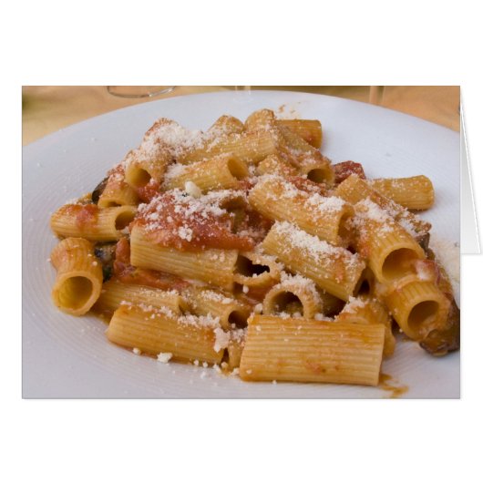 Italy, Positano. Display plate of rigatoni. Cards (Front Horizontal)