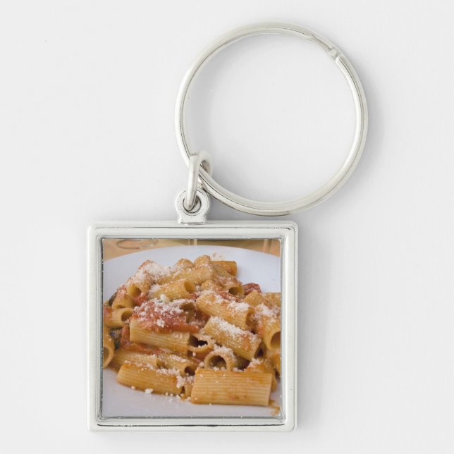 Italy, Positano. Display plate of rigatoni. Keychain (Front)