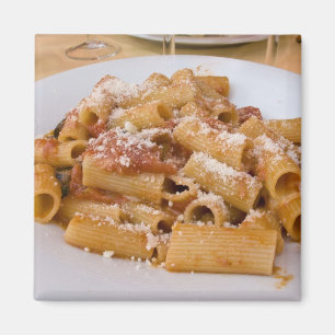 Italy, Positano. Display plate of rigatoni. Magnet