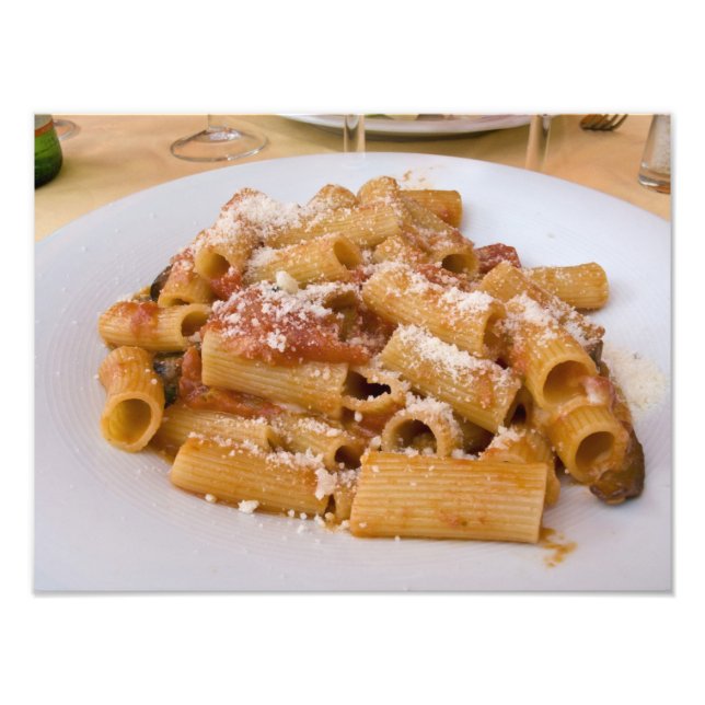 Italy, Positano. Display plate of rigatoni. Photo Print (Front)