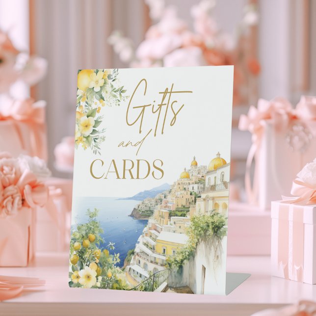 Italy Positano Gifts Cards Bridal Shower Pedestal Sign (Creator Uploaded)