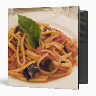 Italy, Positano. Plate of pasta and eggplant. 3 Ring Binder