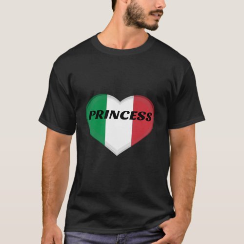 Italy Princess Pride Italian Flag Heart T_Shirt