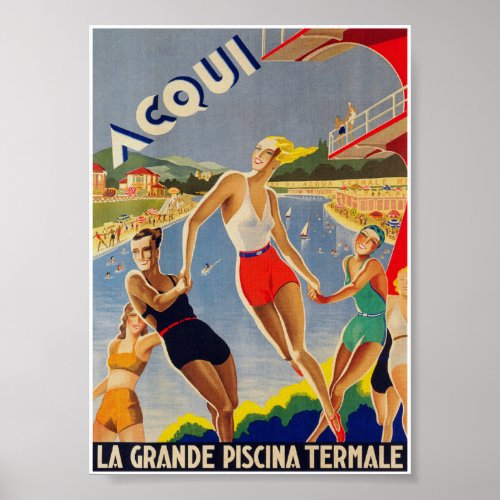 Italy Print Piscina Retro Vintage Travel Poster