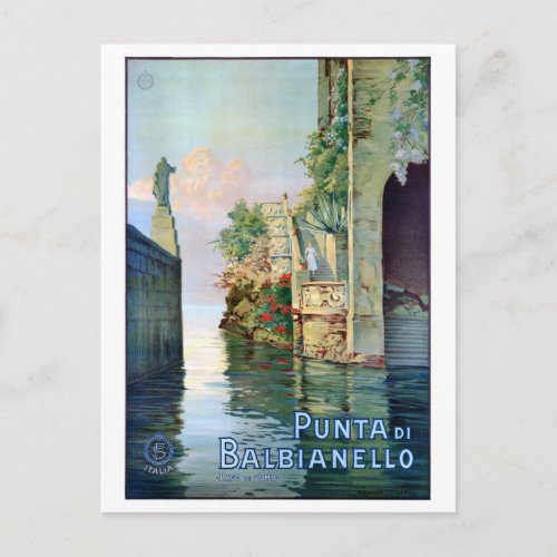 Italy Punta di Balbianello Restored Vintage Poster Postcard