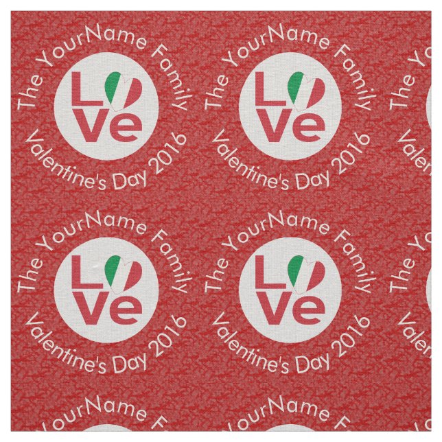 Italy Red LOVE Flag Personalized  Fabric (Swatch)