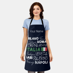Italy Retro City And Flag Vintage Holiday Souvenir Apron