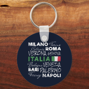 Italy Retro City And Flag Vintage Holiday Souvenir Keychain