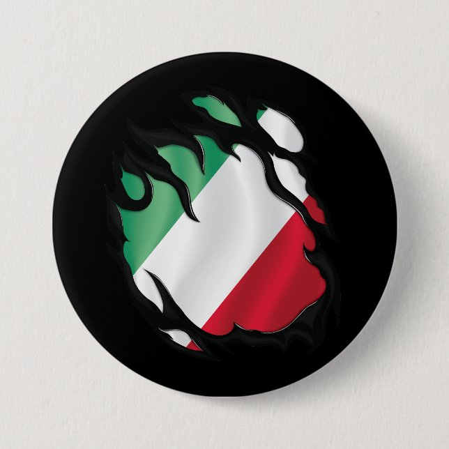 Italy Ripped Flag Button (Front)