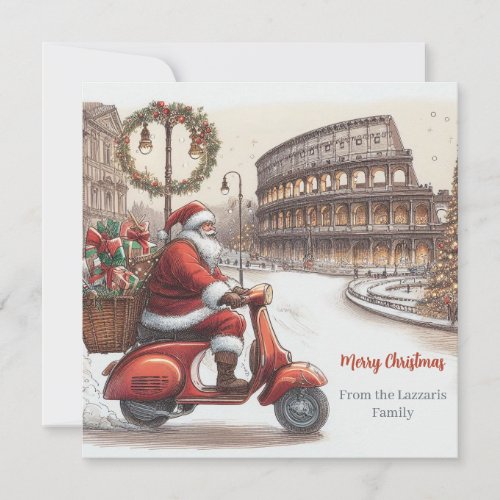 Italy Rome Christmas Watercolor Image Holiday Card