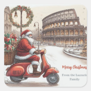 Italy Rome Christmas Watercolor Image Square Sticker