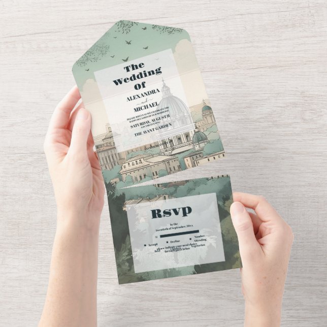 Italy Rome Destination Wedding All In One Invitation (Tearaway)