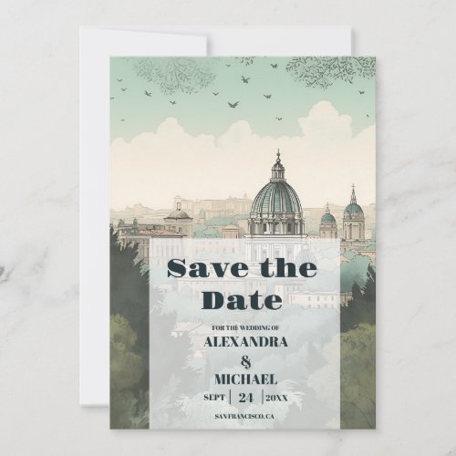 Italy Rome Destination Wedding Save The Date